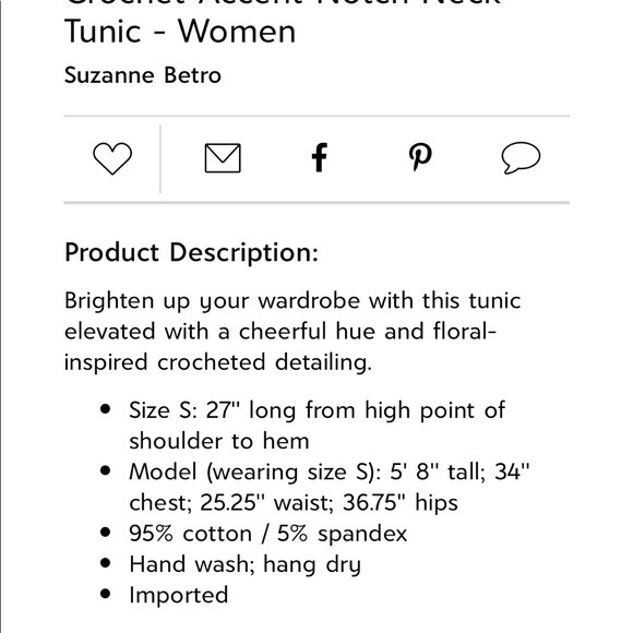 NWOT Slate Blue & White Stripe Crochet-Accent Notch Neck Tunic - Picture 2 of 7